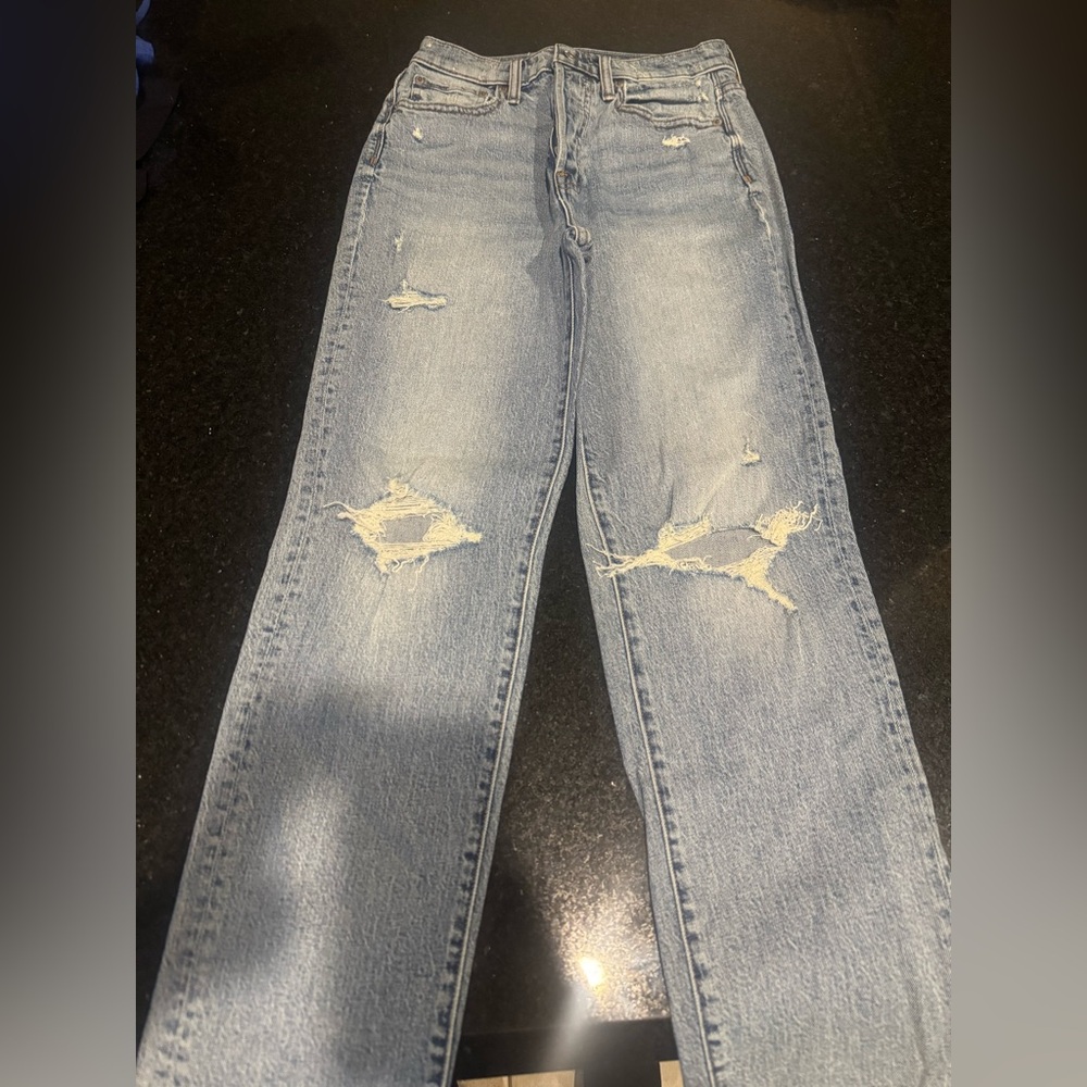 Pistola Blue Straight Leg Jeans with Distressed Details